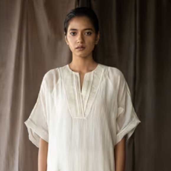 Shades of India cinnamon gauze floral top blouse embroidered spring boho classic - Picture 2 of 8